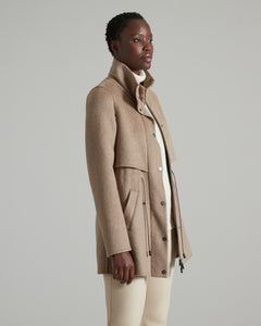 Double face Cashmere safari jacket in brown