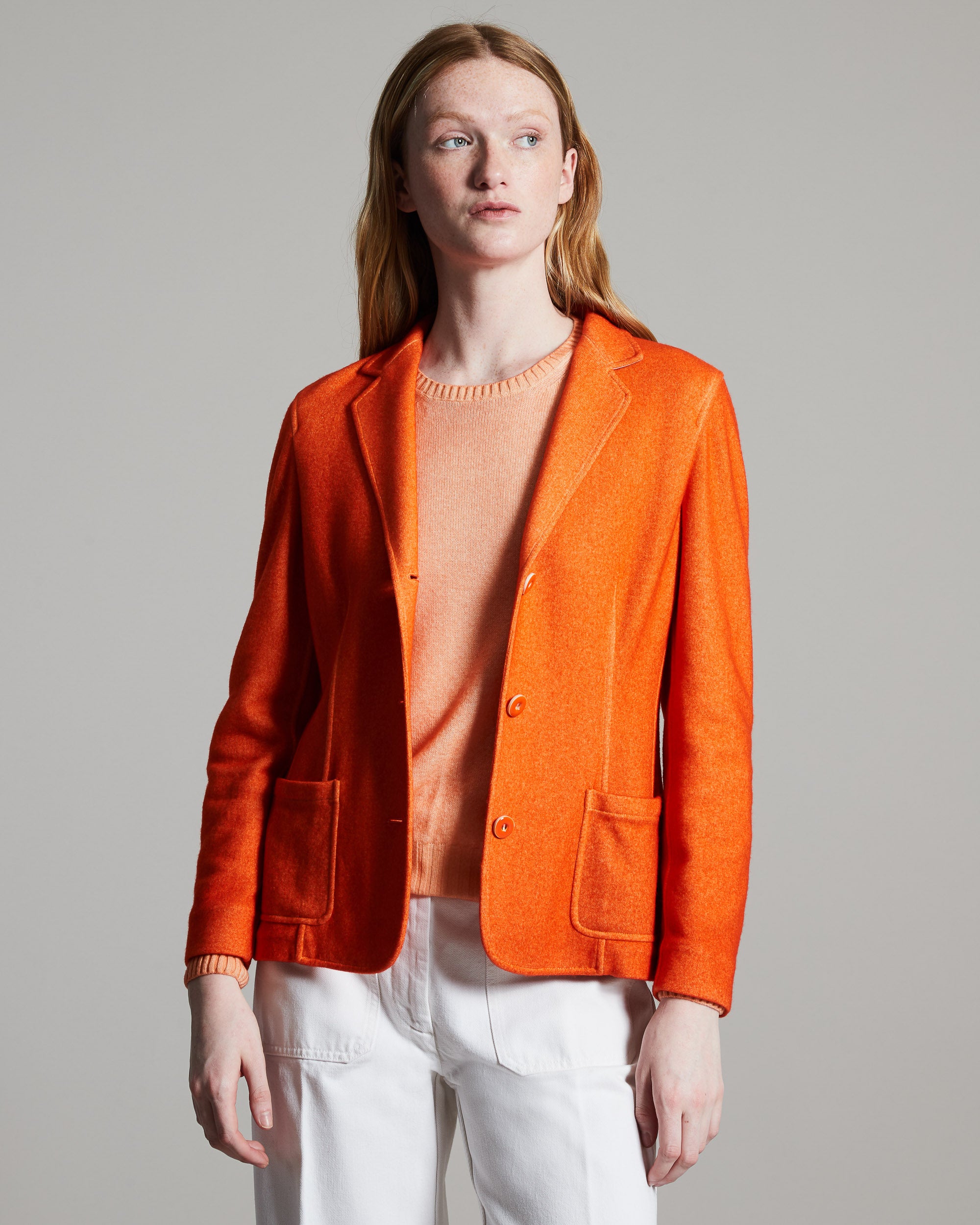 Orange cashmere fleece Kate blazer 2