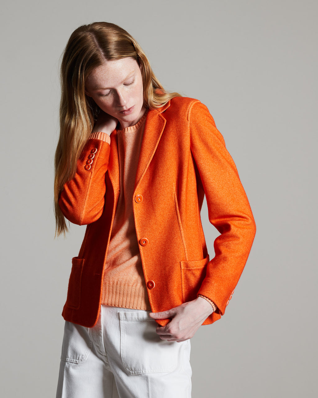 Orange cashmere fleece Kate blazer 0