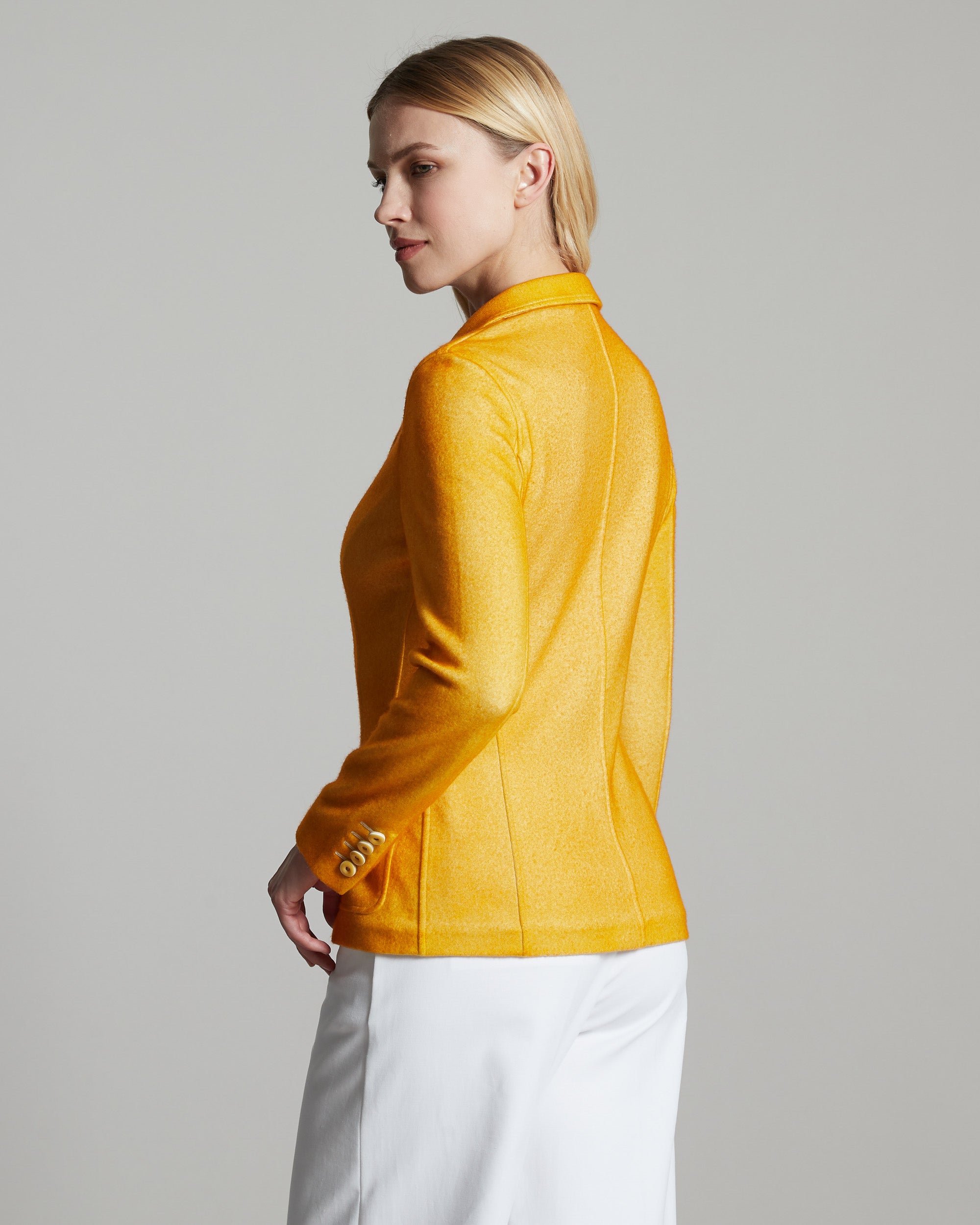 Hand sprayed Yellow cashmere fleece Kate blazer