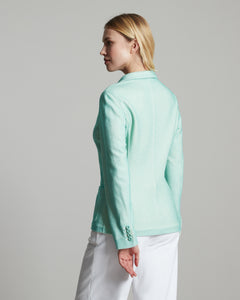 Hand sprayed turquoise cashmere fleece Kate blazer 3