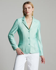 Hand sprayed turquoise cashmere fleece Kate blazer 2