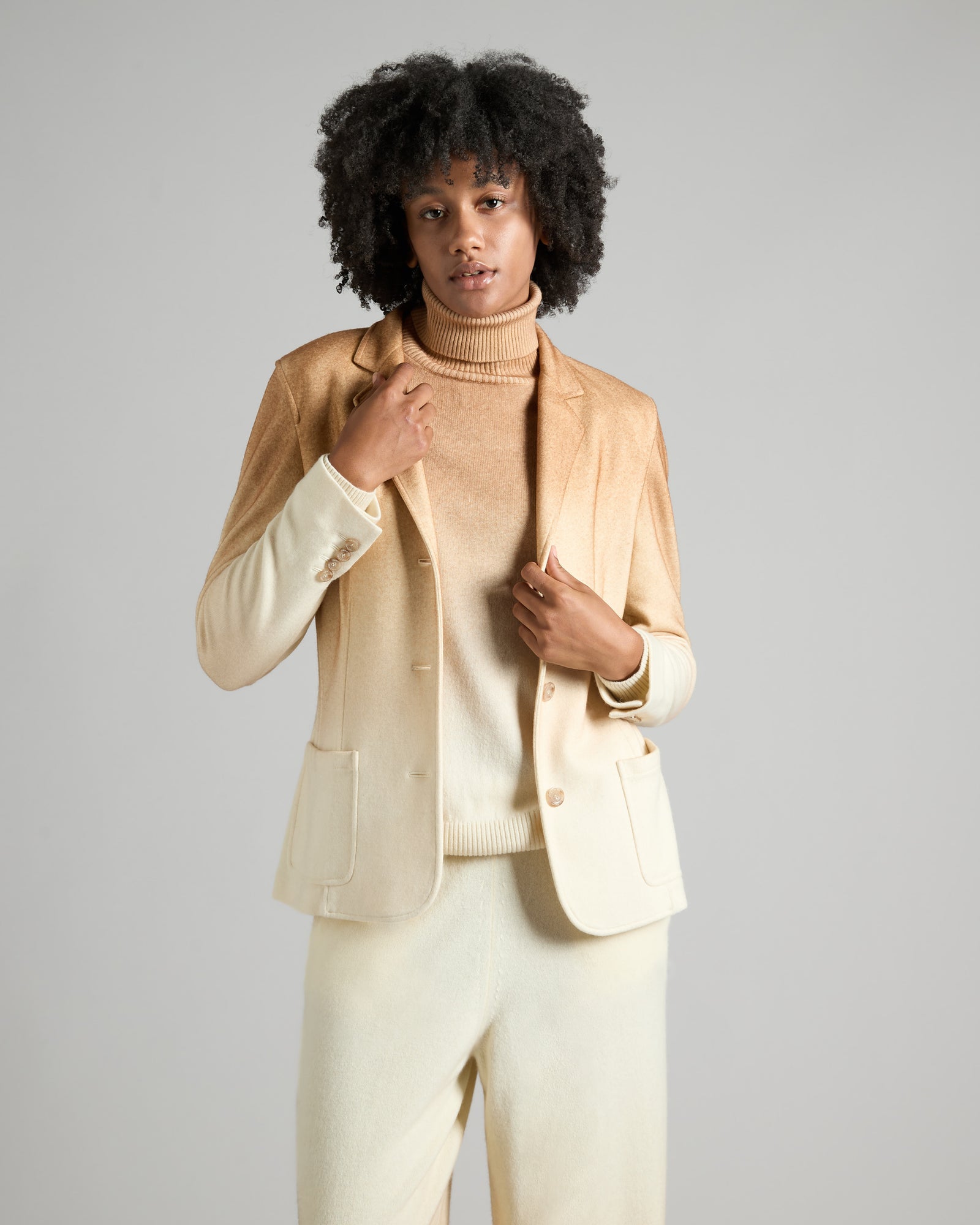 Kate jacket in brown hand-sprayed cashmere fleece 2