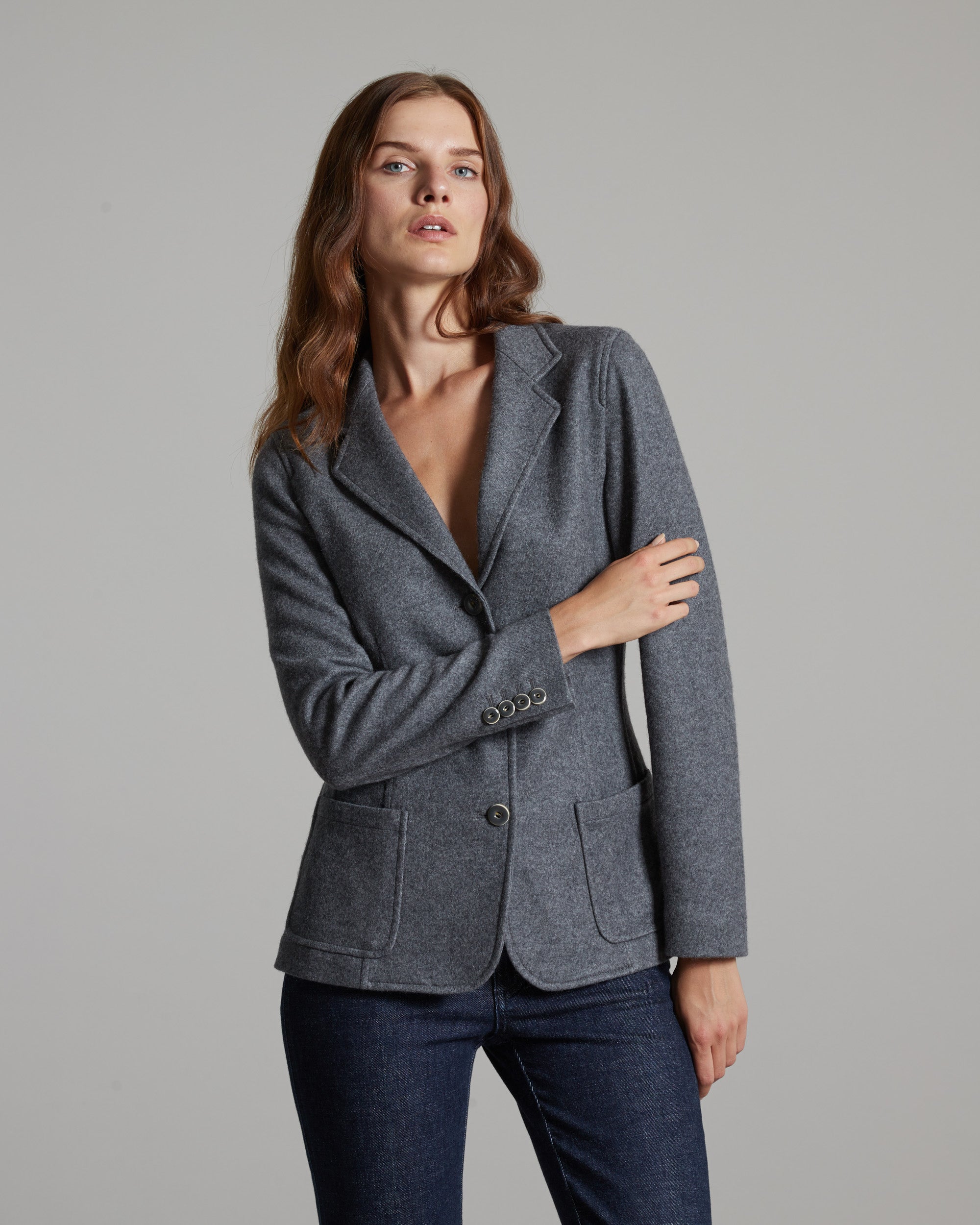 Giacca kate in cashmere fleece grigio scuro