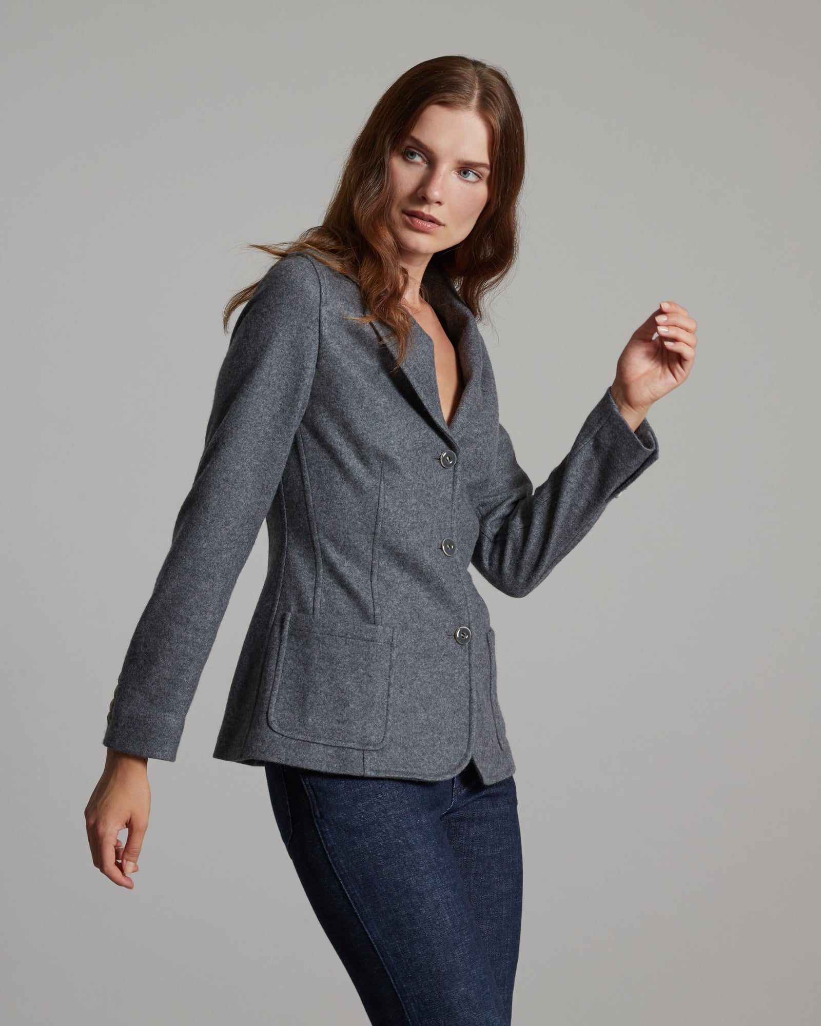 Dunkelgrauer Blazer "Kate" aus Kaschmirfleece