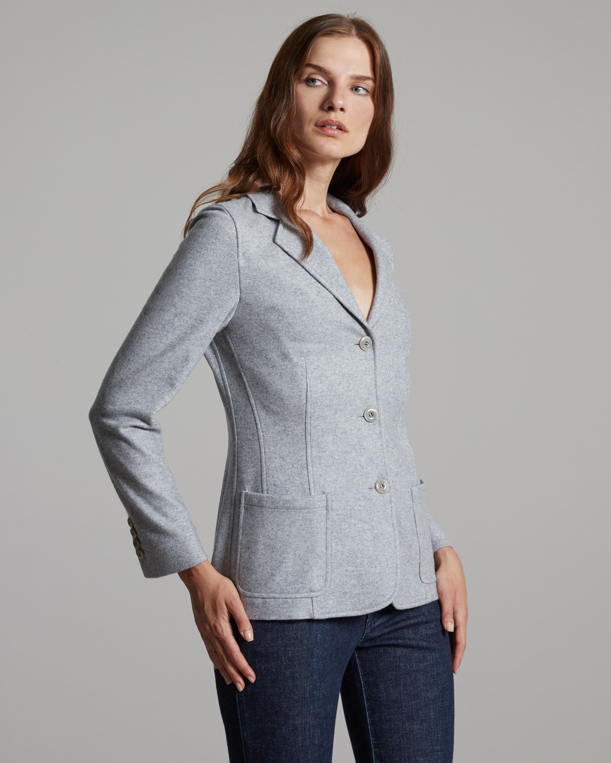 Giacca kate in cashmere fleece grigio chiaro