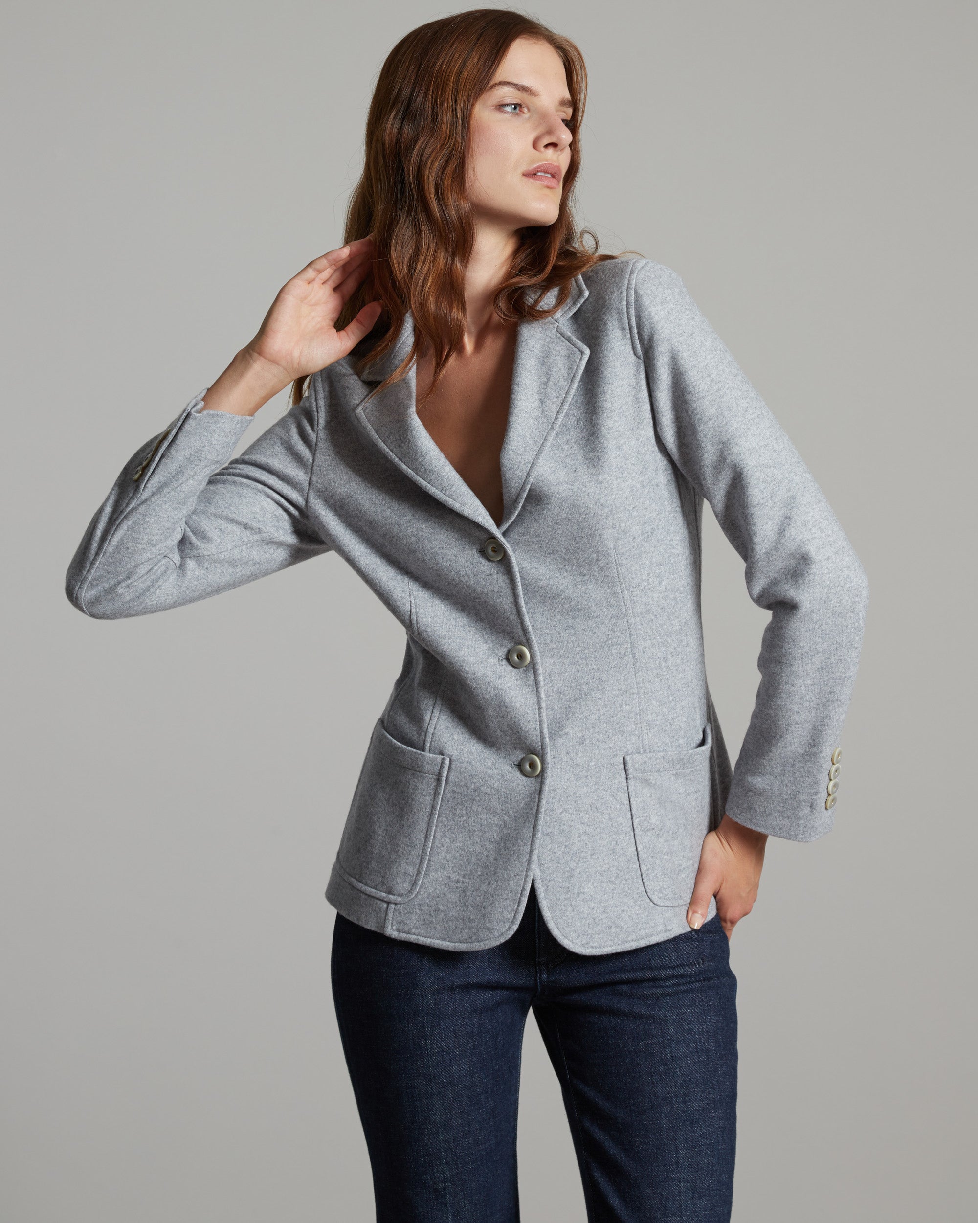 Light grey cashmere fleece Kate blazer 2