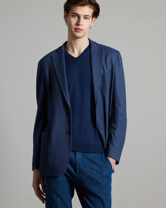 Denim blue cashmere fleece blazer