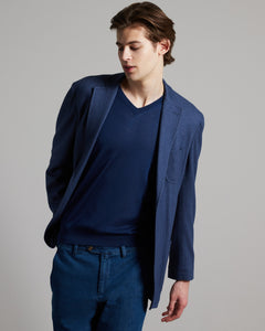 Denim blue cashmere fleece blazer