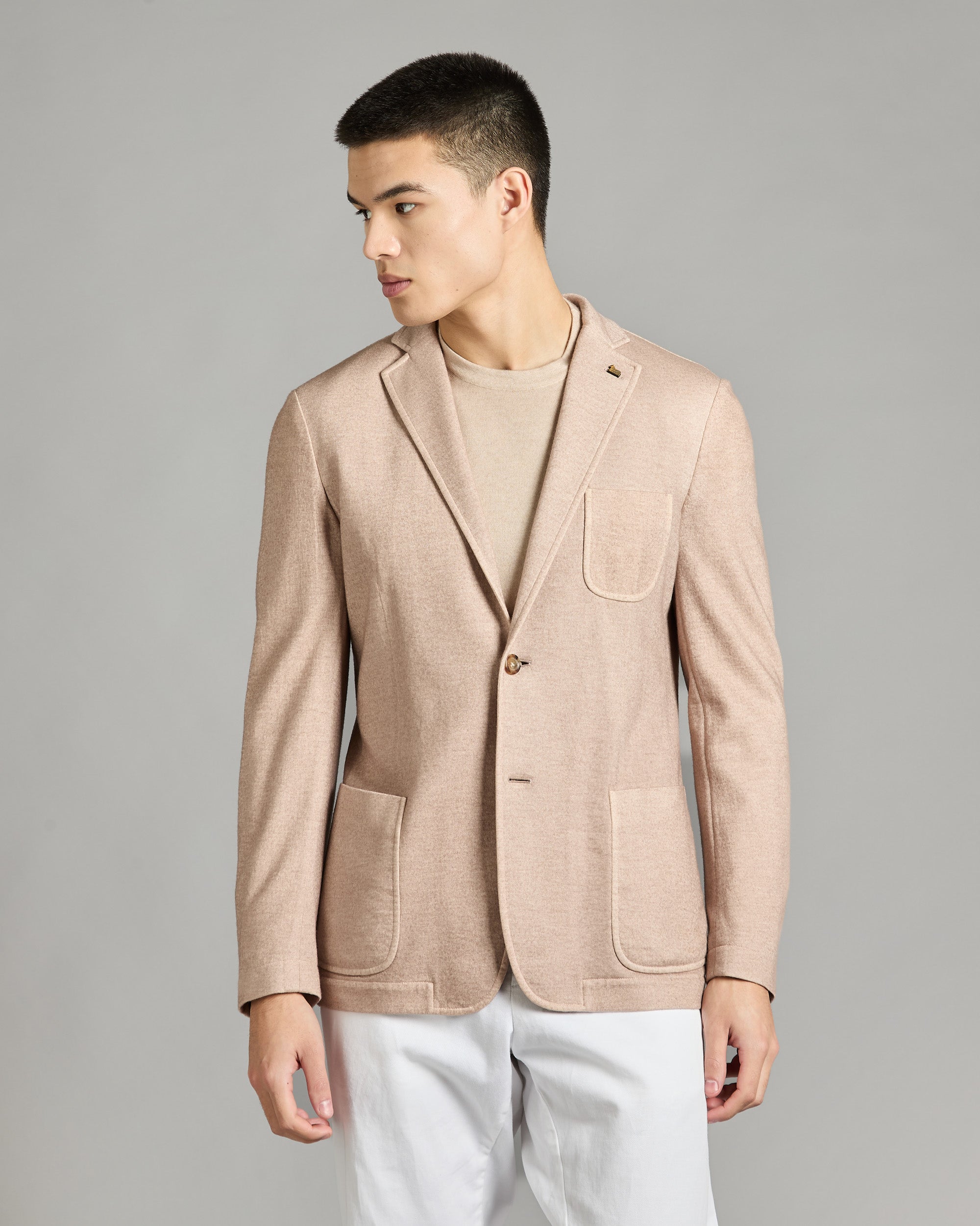 Beige cashmere fleece blazer 2