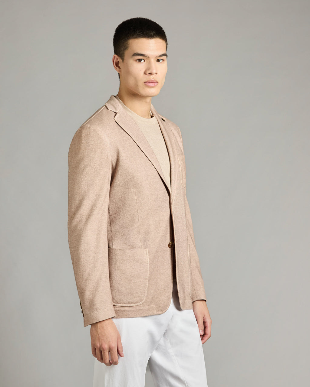 Beige cashmere fleece blazer