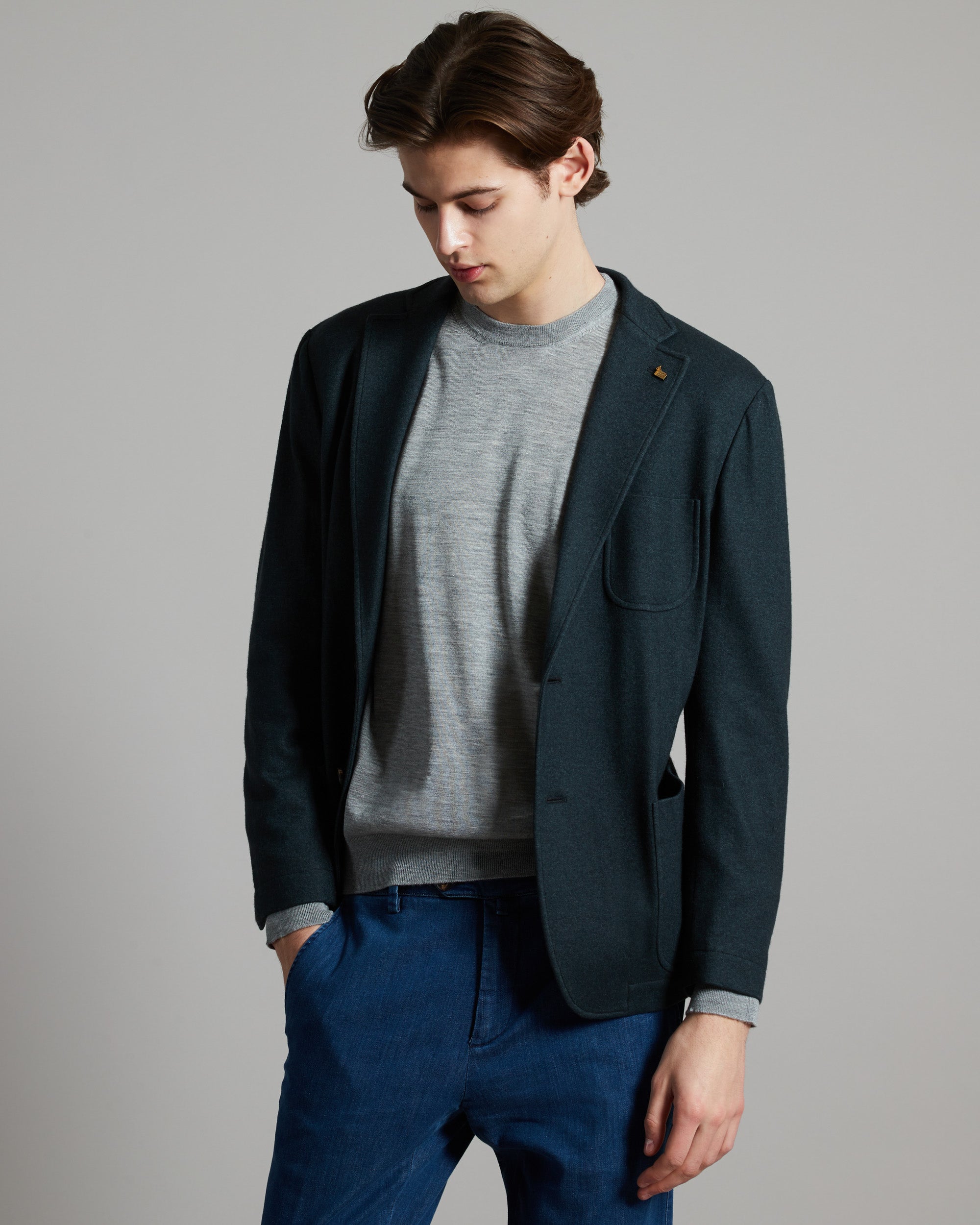 Green cashmere fleece blazer