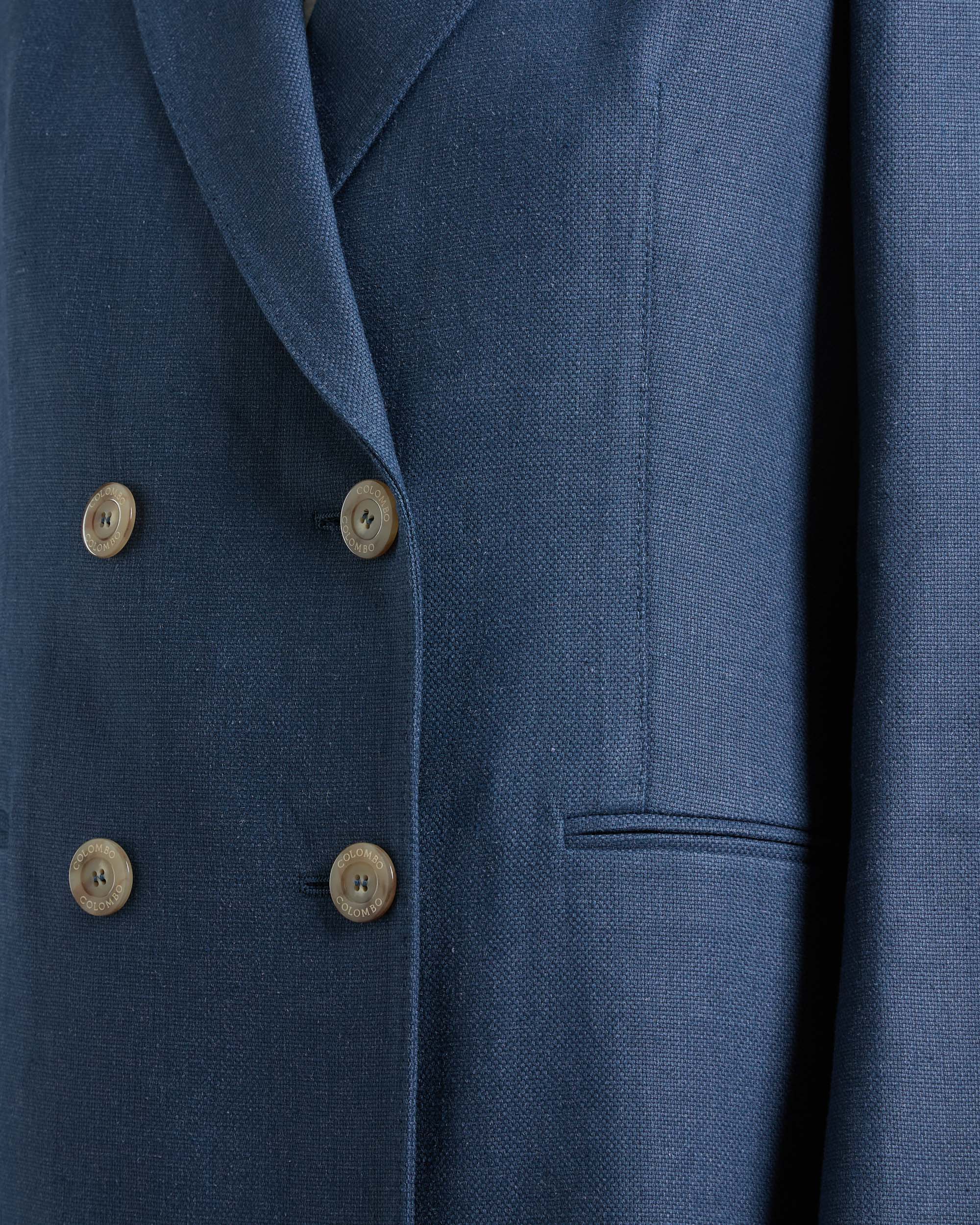 Blue double-breasted jacket in Canvas Linen 3