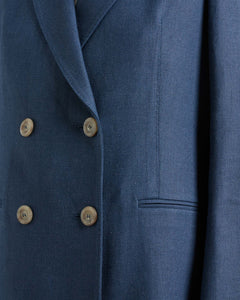 Blue double-breasted jacket in Canvas Linen 3