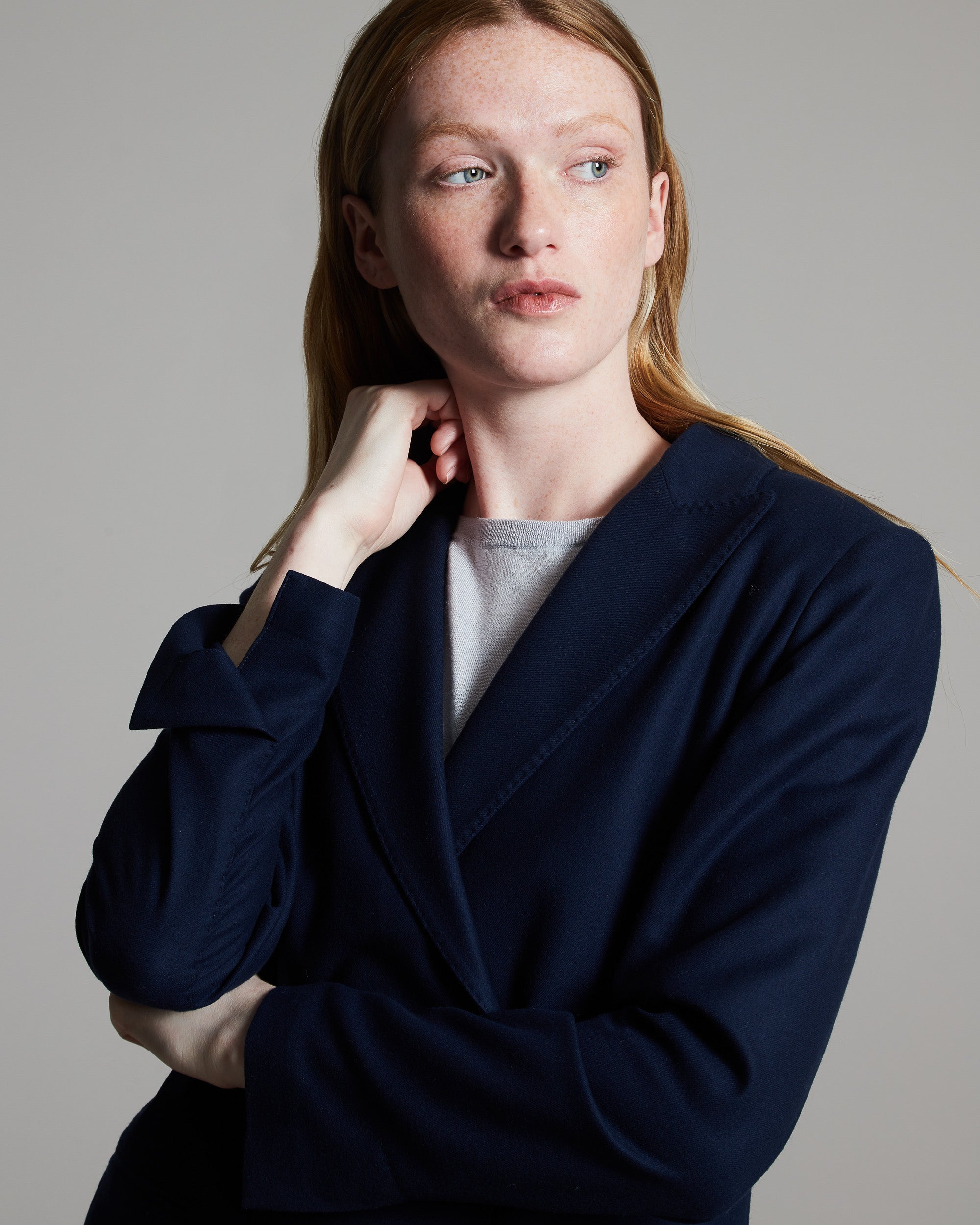 12.8 Kid Wool double breasted blazer in navy 3