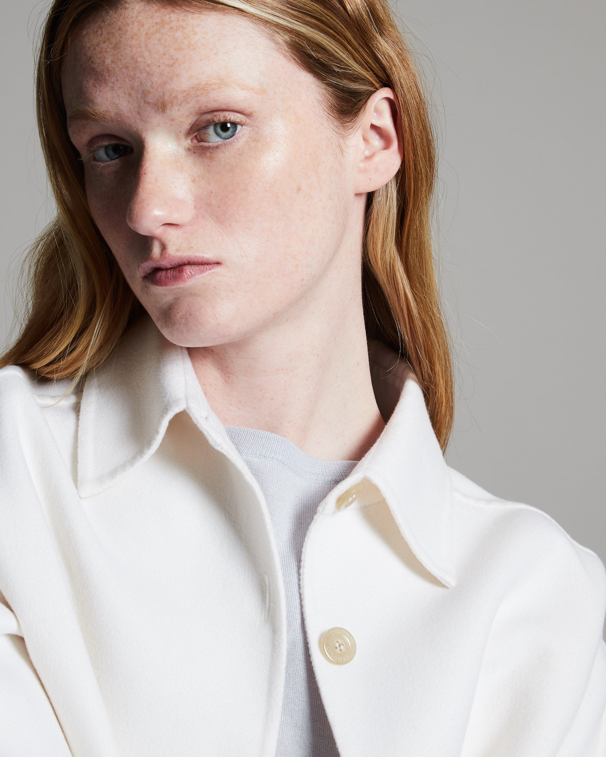 Shirt Jacket in white double face cashmere - Main Image