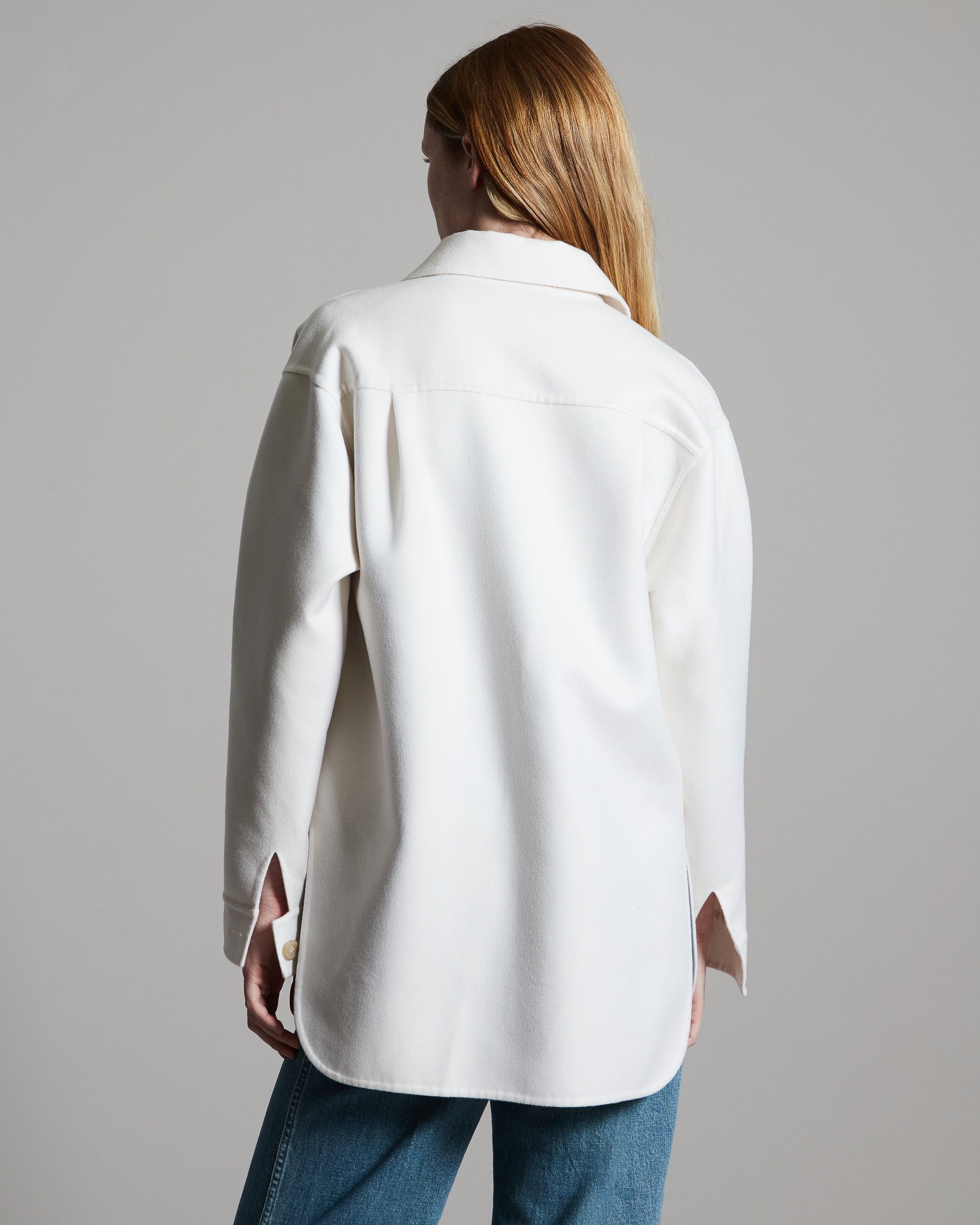 Giacca camicia in cashmere double bianco