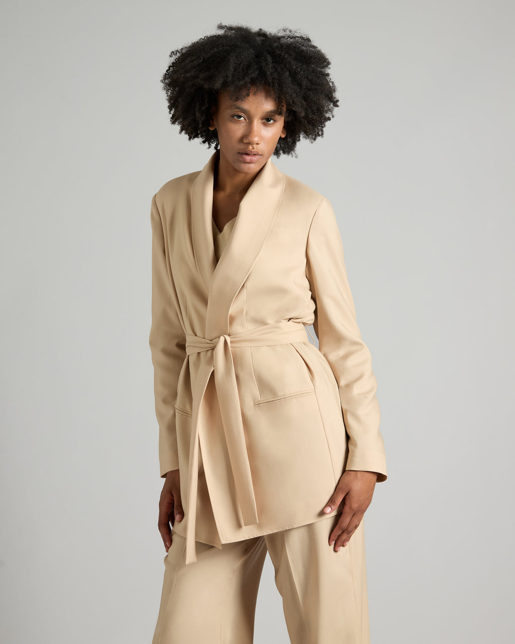 Beige Cashmere 4.0 jacket with belt