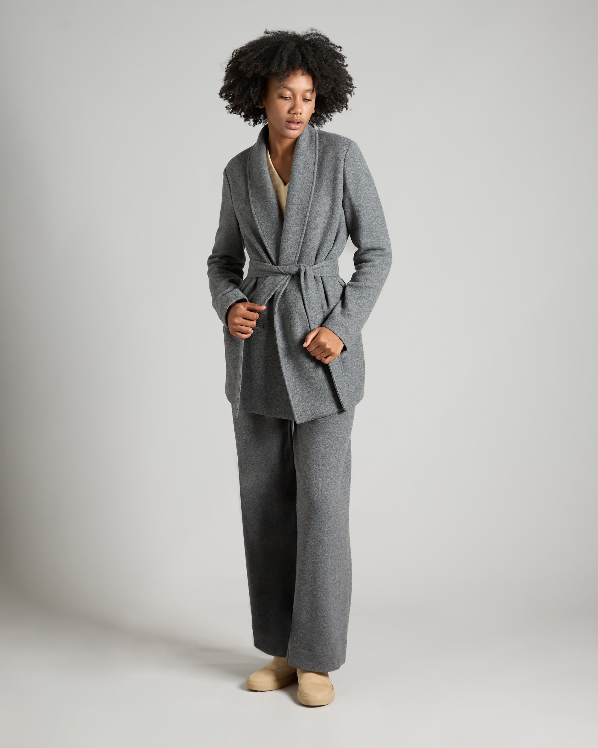 Dark grey cashmere fleece blazer 3