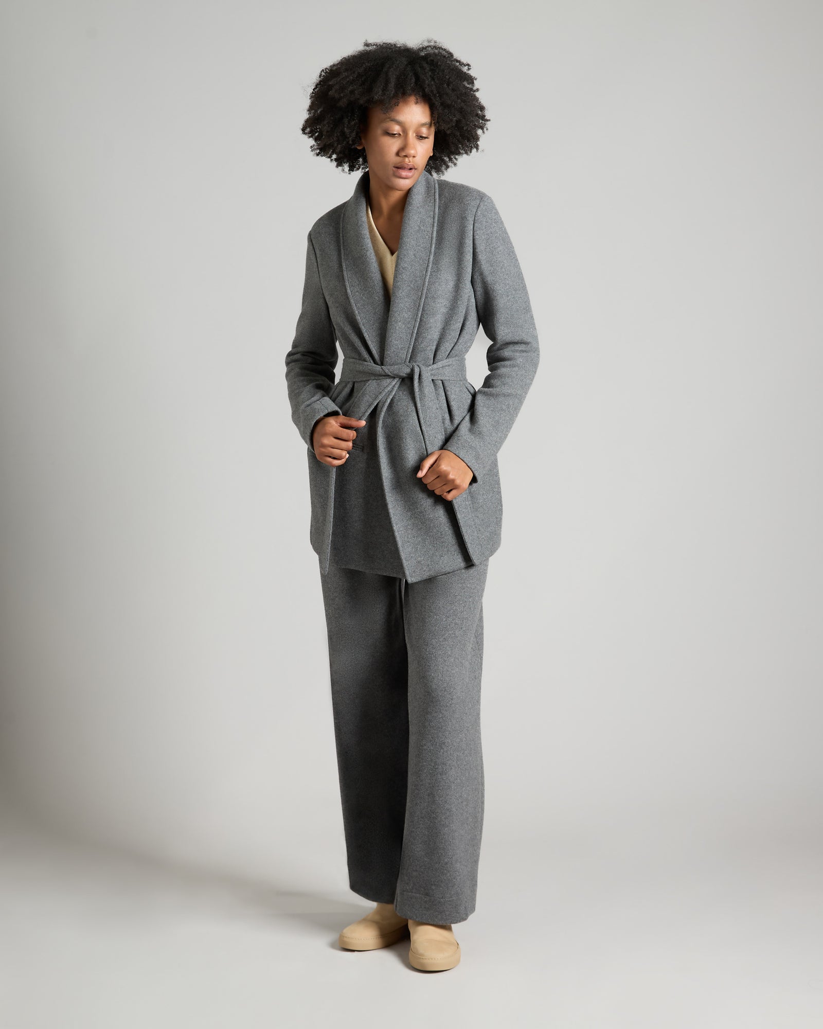 Dark grey cashmere fleece blazer 3