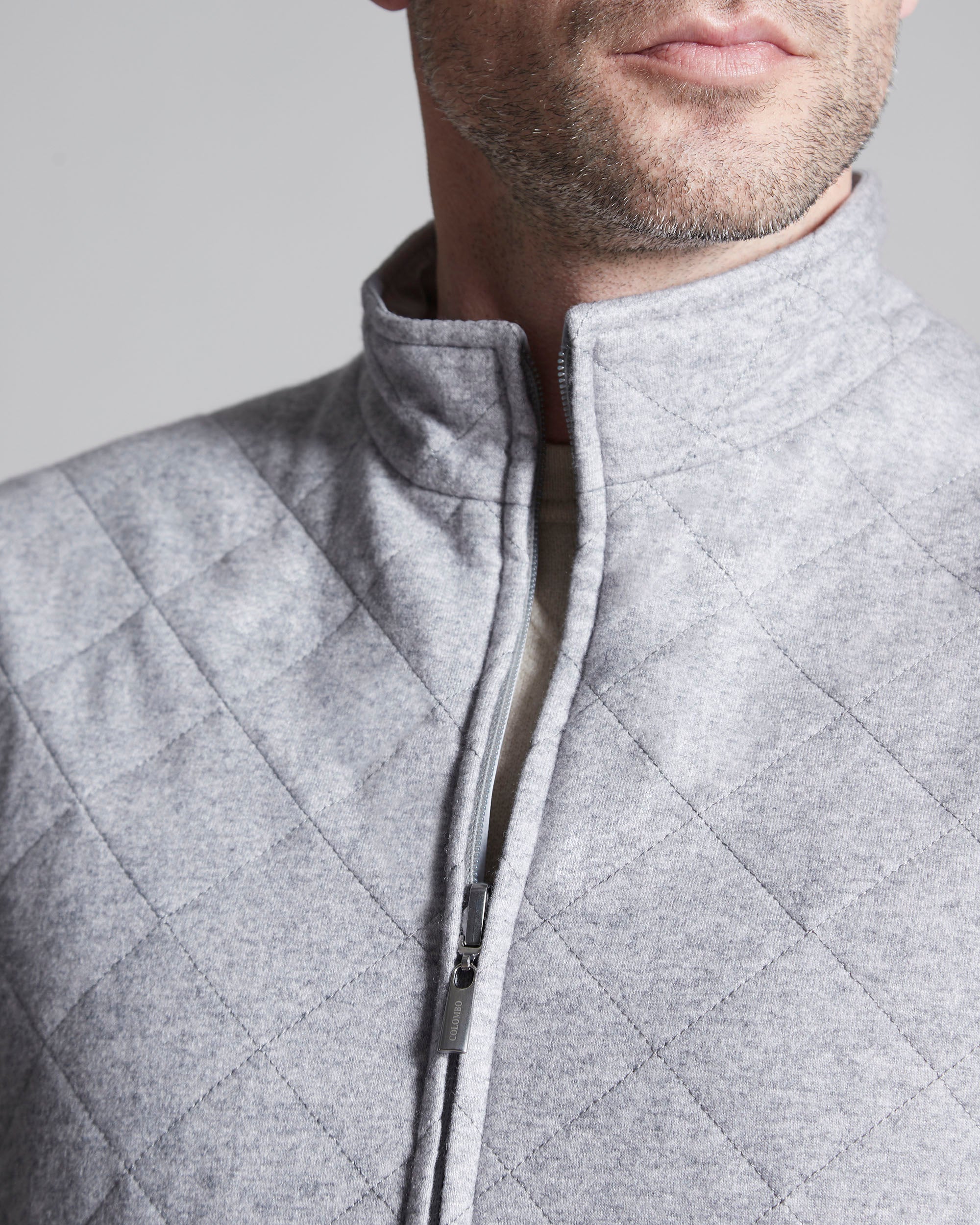 Grey/Ice White men's reversible quilted cashmere vest 3