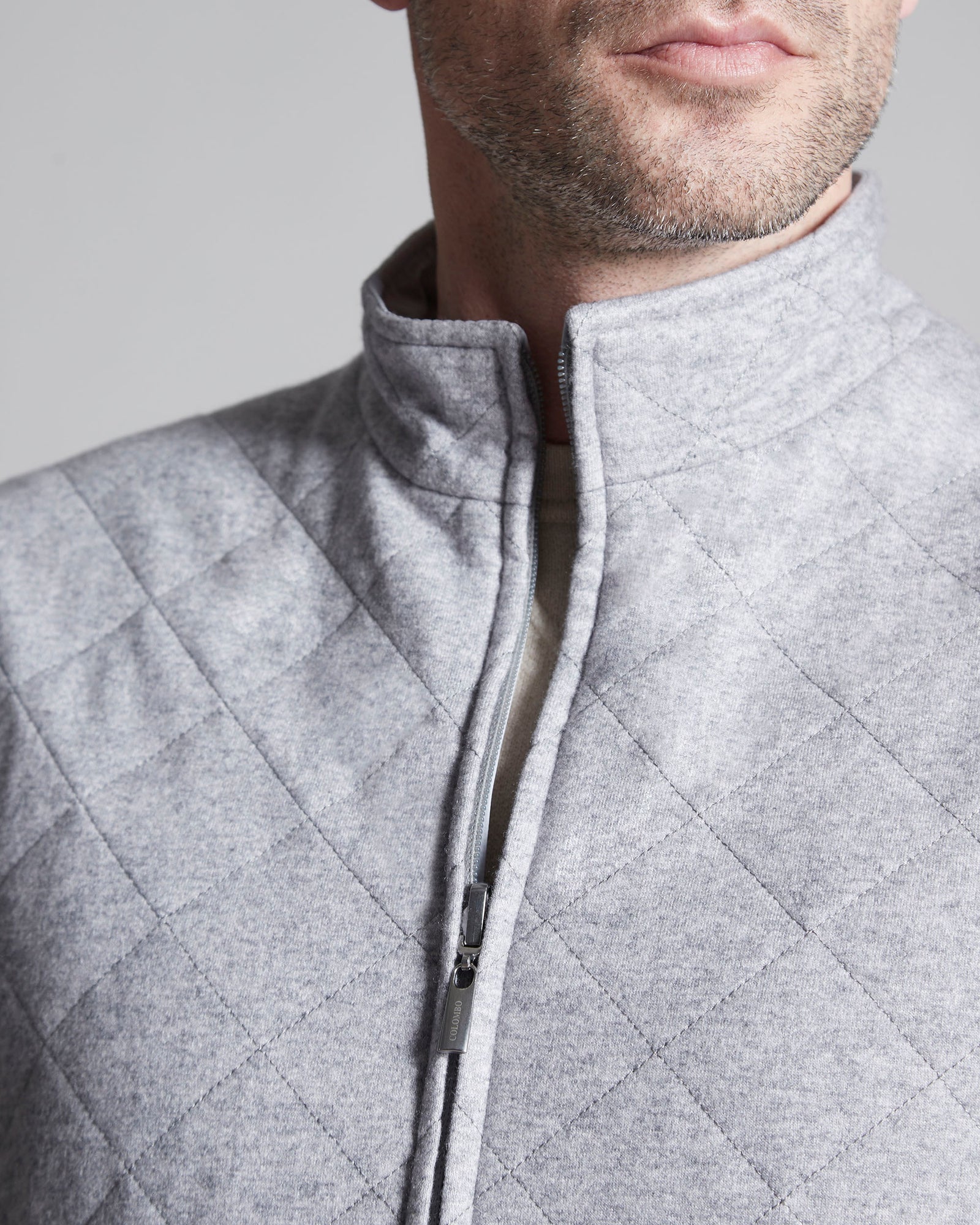 Grey/Ice White men's reversible quilted cashmere vest 3