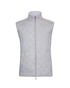 Grey/Ice White men's reversible quilted cashmere vest 4