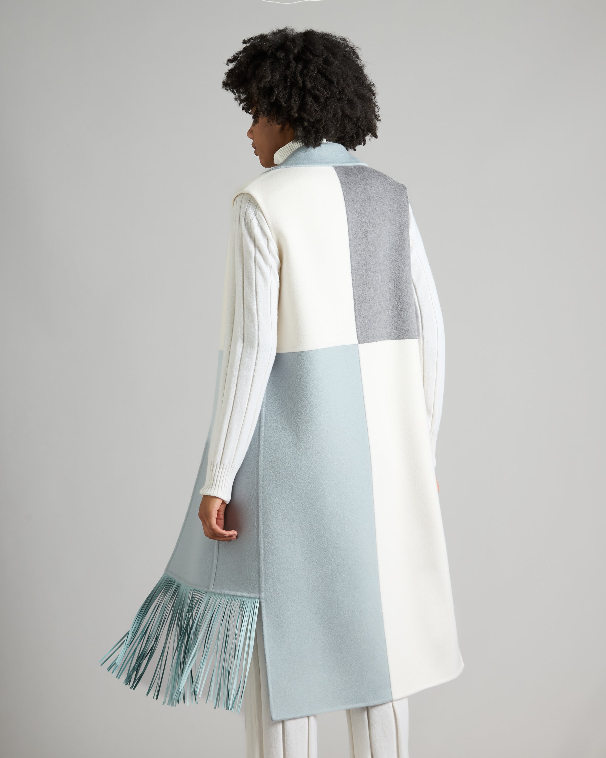 waistcoat in double Cashmere with fringes