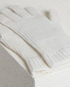 Strickhandschuhe aus weißem Kid Cashmere