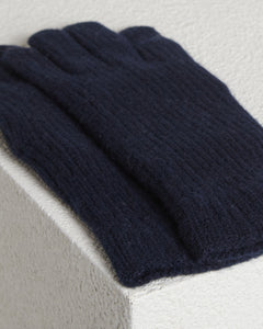 Strickhandschuhe aus blauem Kid Cashmere