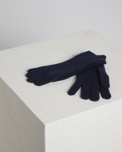 Strickhandschuhe aus blauem Kid Cashmere