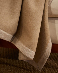 Beige cashmere and wool king size blanket