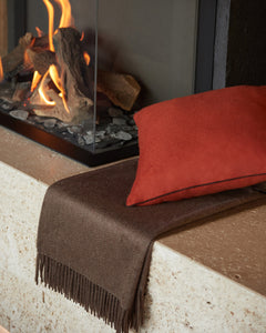 Cuscino in puro cashmere arancione scuro