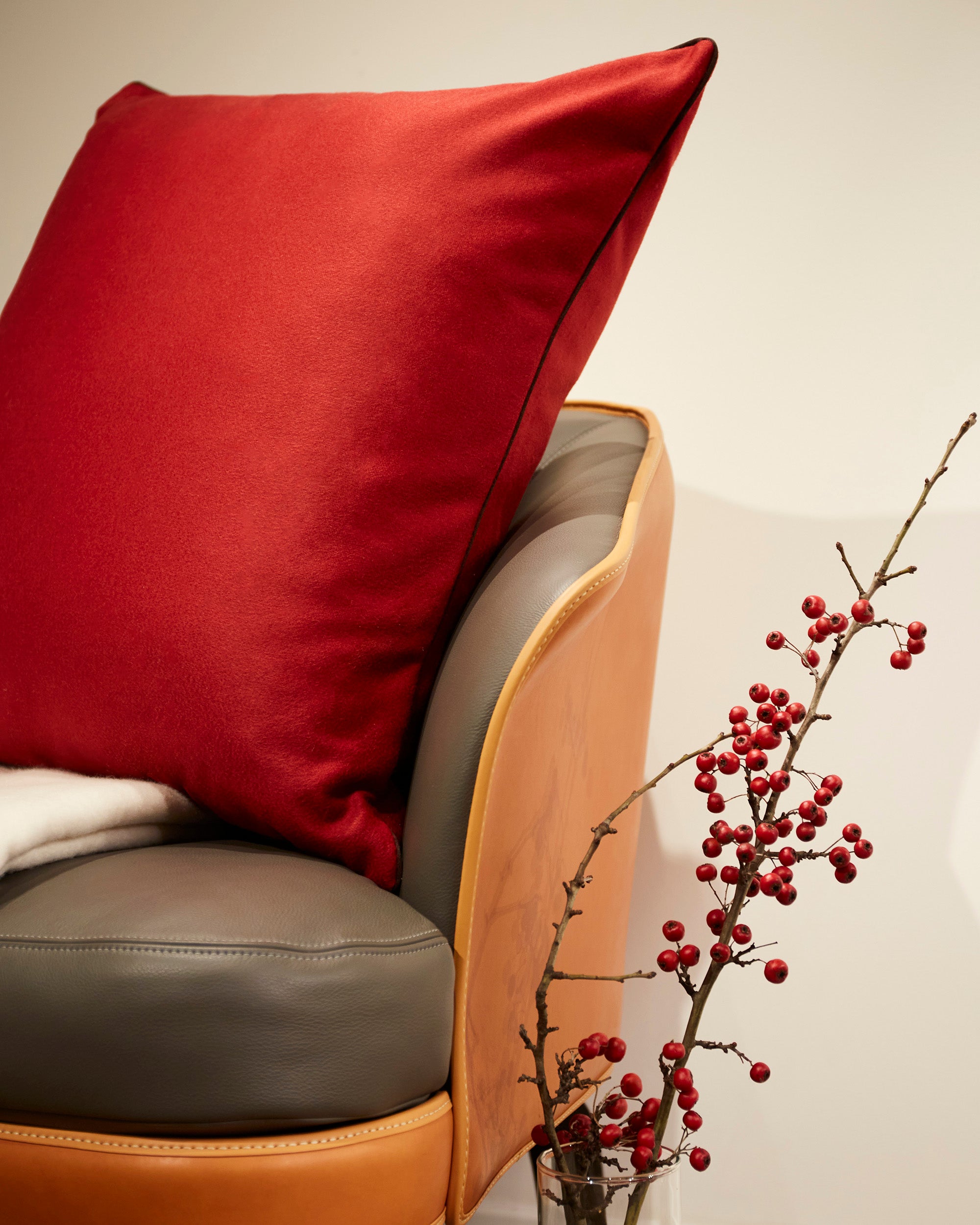 Red pure cashmere pillow