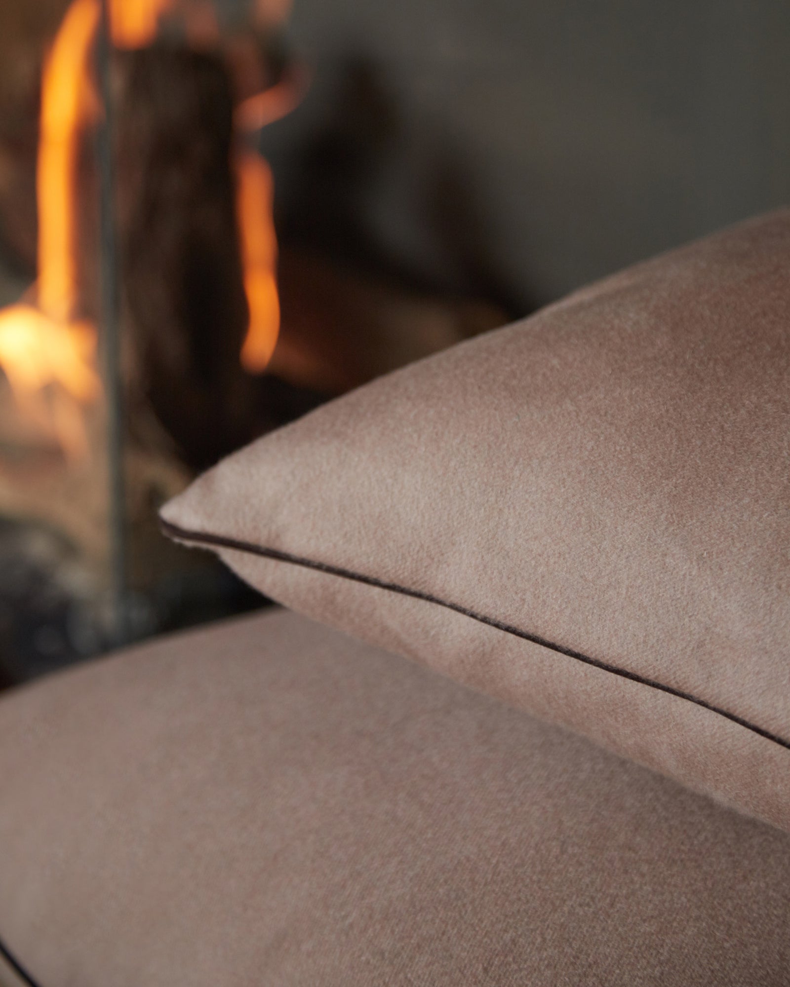 Beige pure cashmere pillow