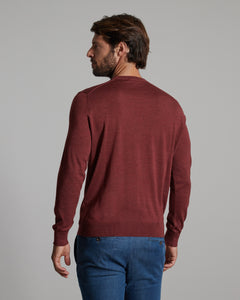 Bordeaux cashmere and silk men's round-neck sweater