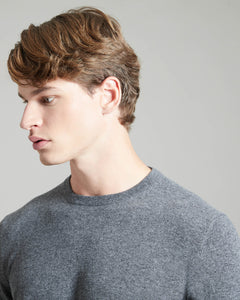 Dark grey kid cashmere ELASTA round-neck sweater 3