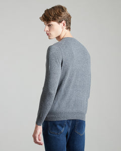 Dunkelgrauer Rundhalsausschnitt-Pullover aus Kid-Cashmere-ELASTA