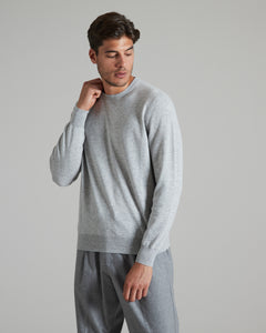Light grey kid cashmere ELASTA round-neck sweater