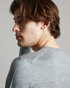 Grey cashmere and silk men's round-neck sweater