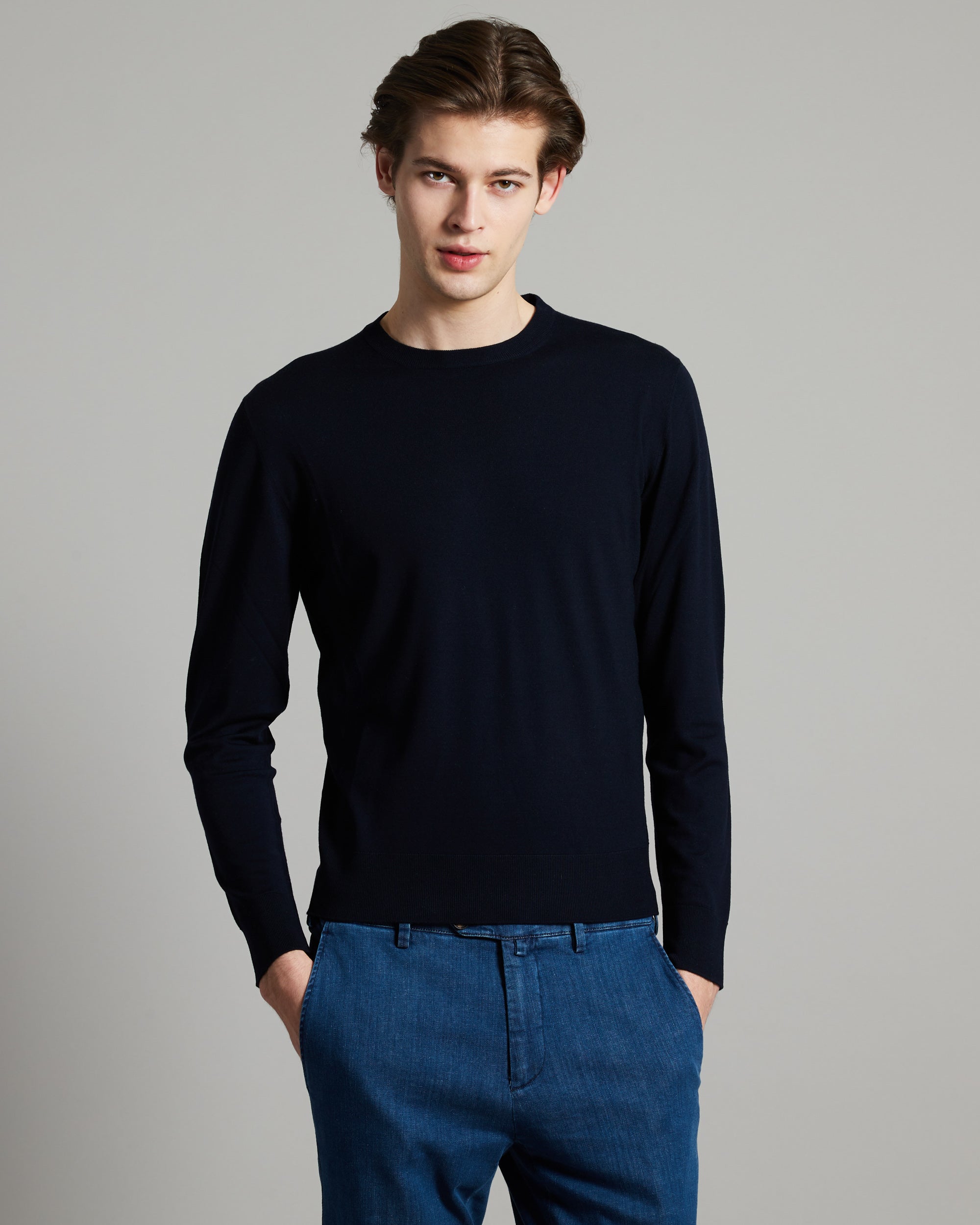 12.8 Kid wool navy crewneck