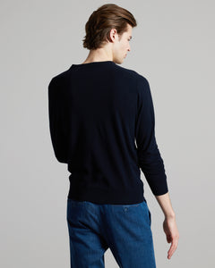 12.8 Kid Wool navy V neck sweater