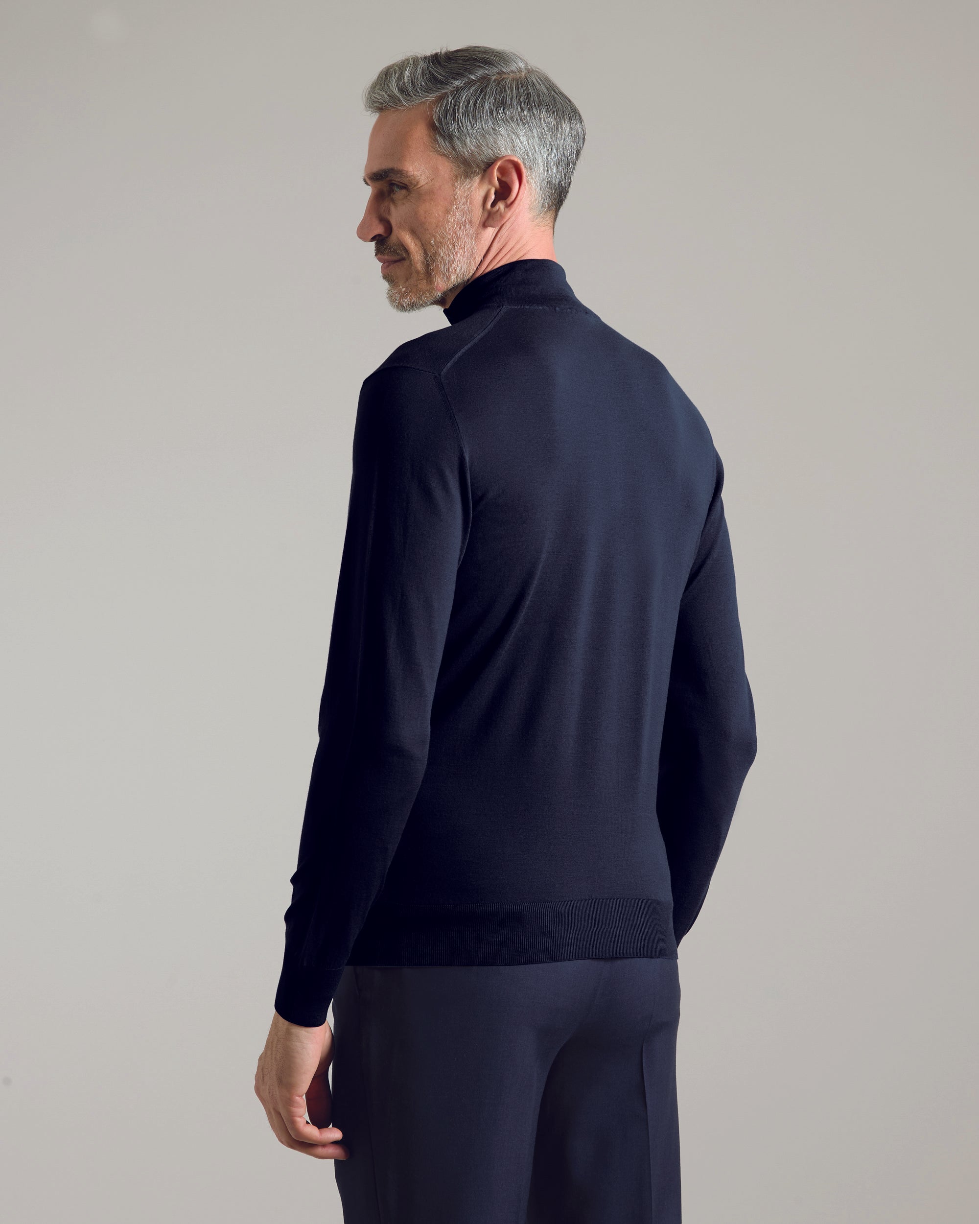 12.8 Kid Wool navy zipped turtle neck sweater