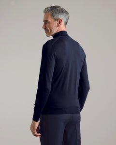 12.8 Kid Wool navy zipped turtle neck sweater