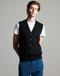 Black cashmere and silk vest sweater