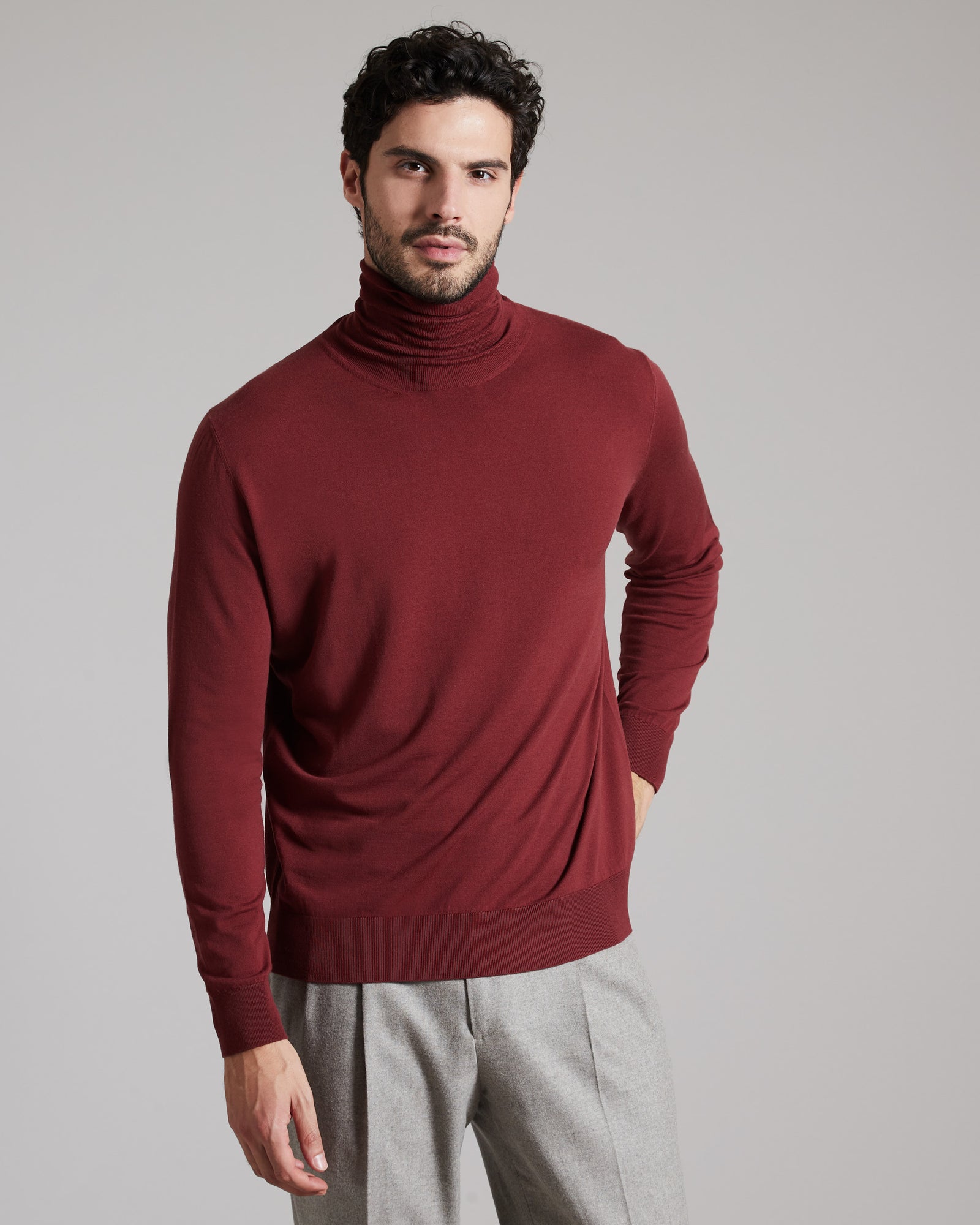 12.8 Kid Wool bordeaux turtleneck sweater