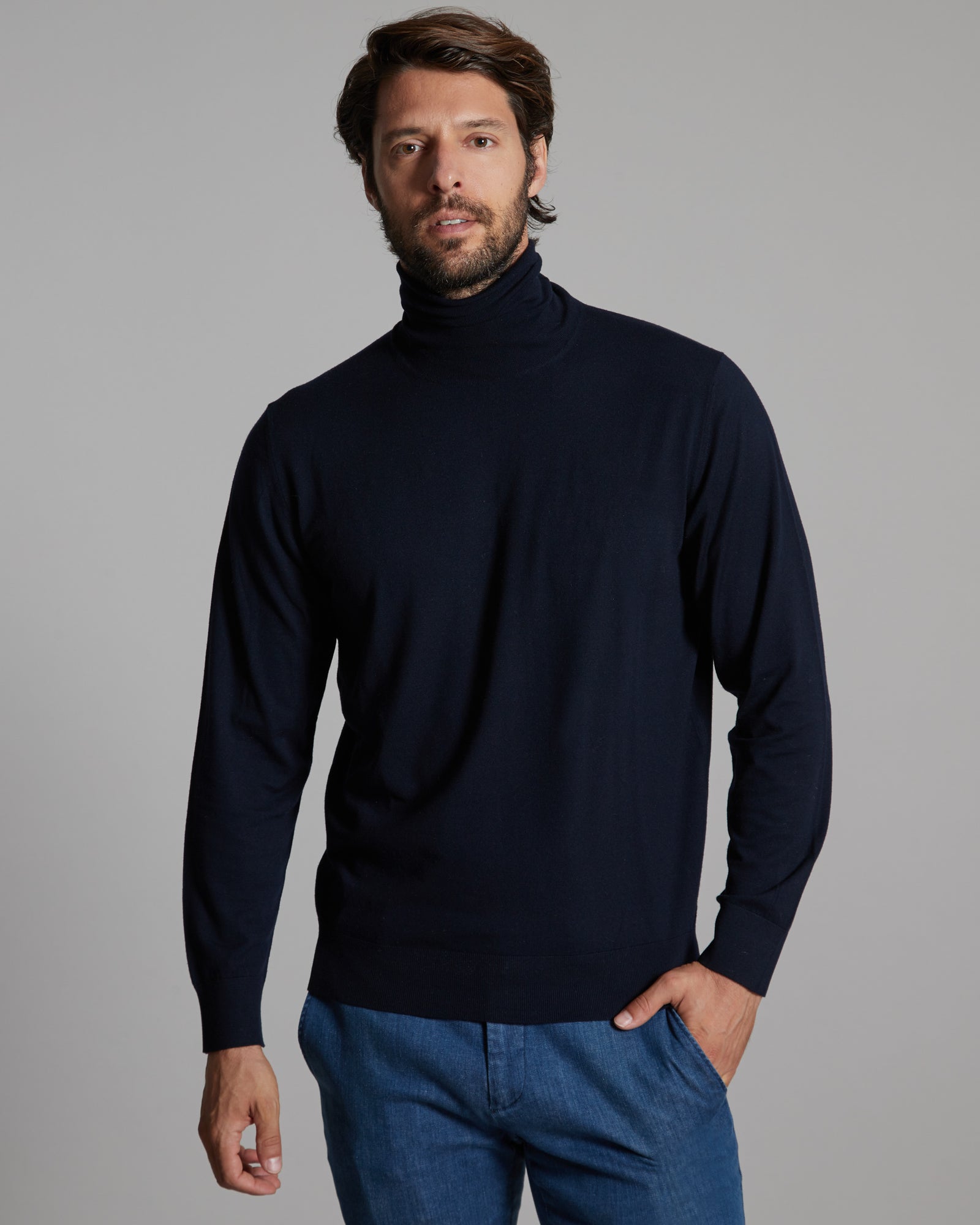 12.8 Kid Wool blue turtleneck sweater