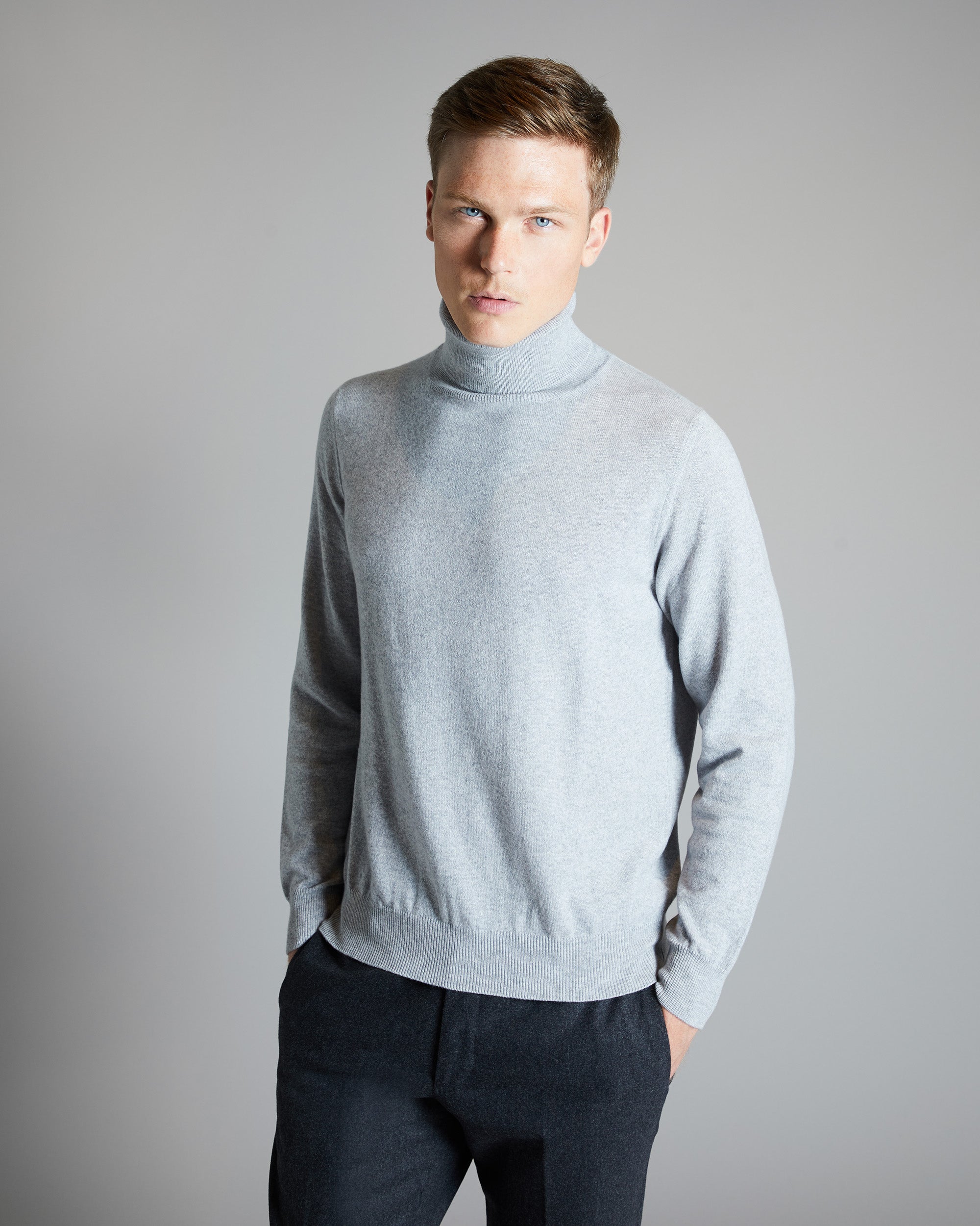 Light grey Kid Cashmere turtleneck sweater