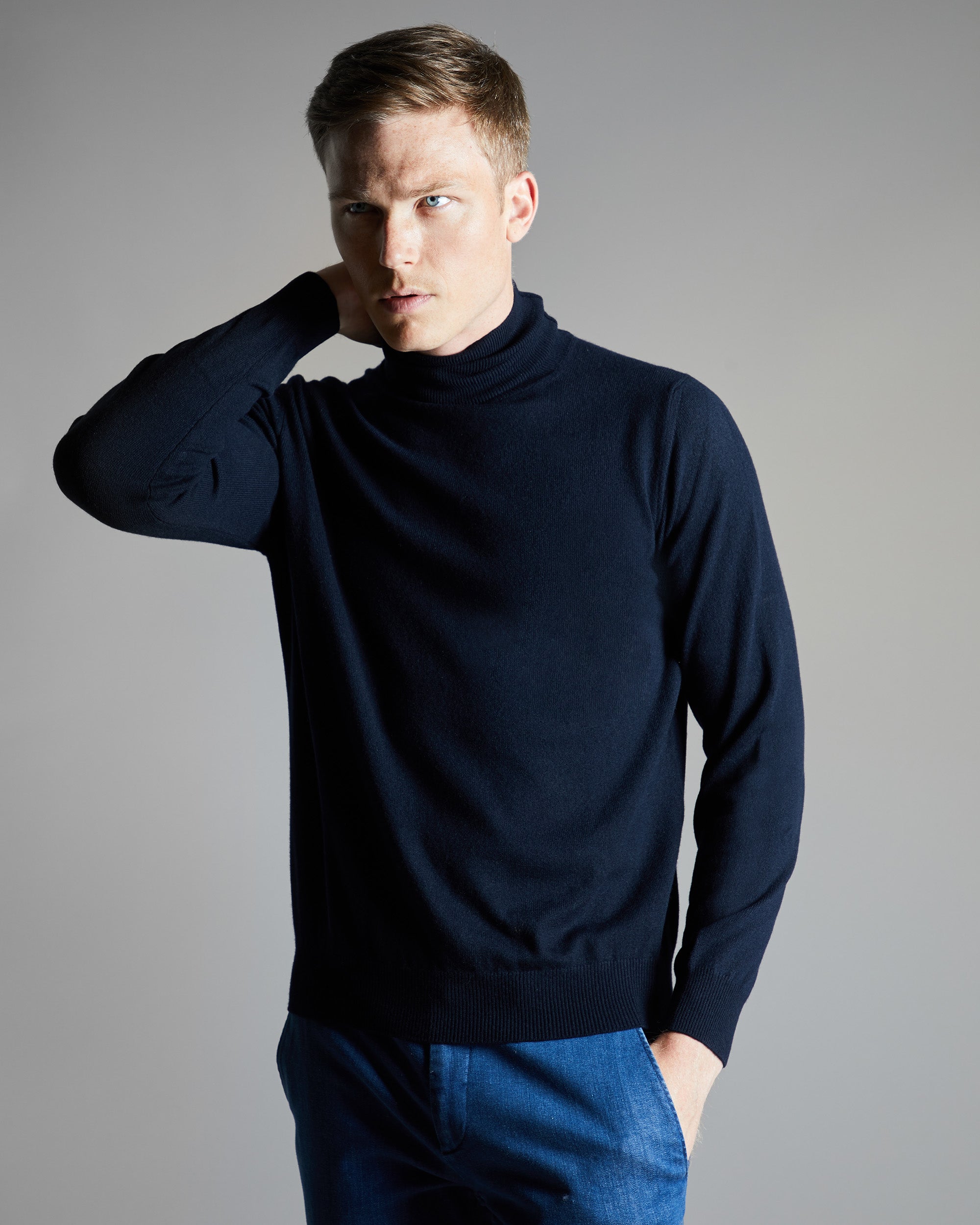 Blue Kid Cashmere turtleneck sweater