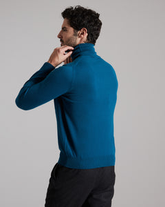 Maglia Dolcevita in Kid Cashmere blu cobalto